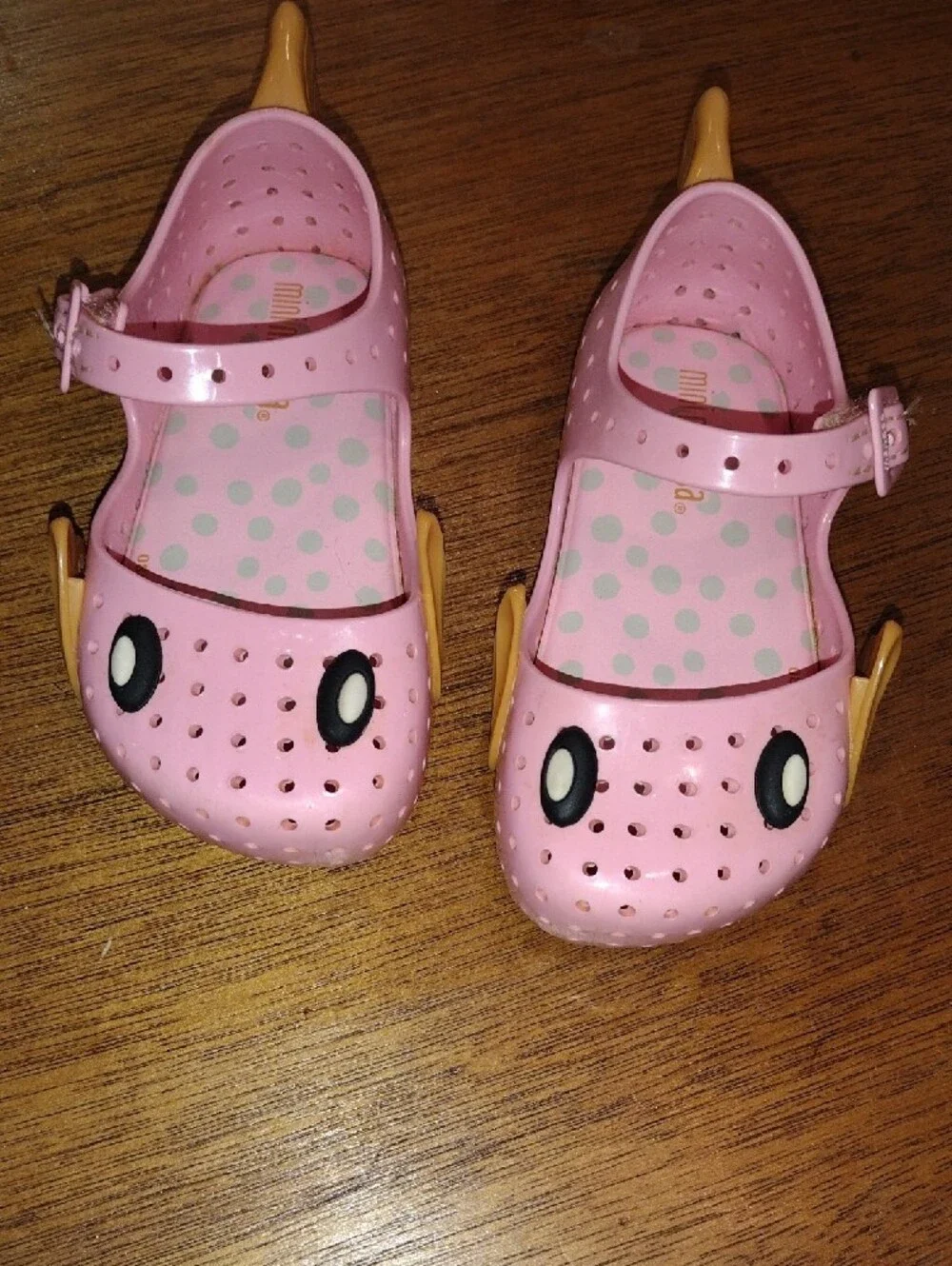 Mini Melissa Pink Jelly Mary Jane Sandals with Playful Eye Accents